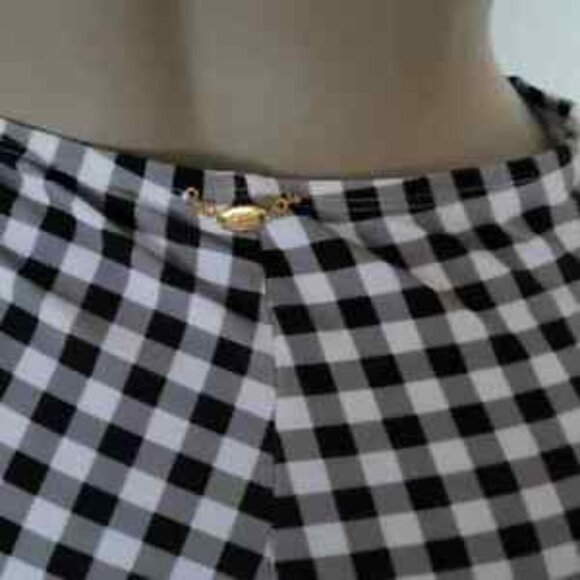 Betsey Johnson Black White High Waisted Boy-Short Bikini Bottom - Picture 7 of 10